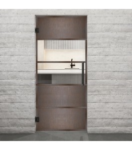 Pendeltür Loft Rosteisen Genietet 25 Auf Klarglas