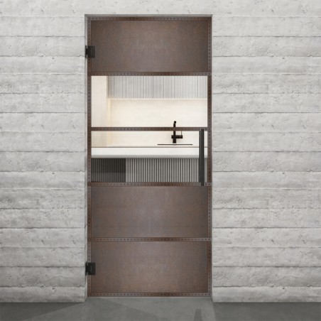 Pendeltür Loft Rosteisen Genietet 25 Auf Klarglas