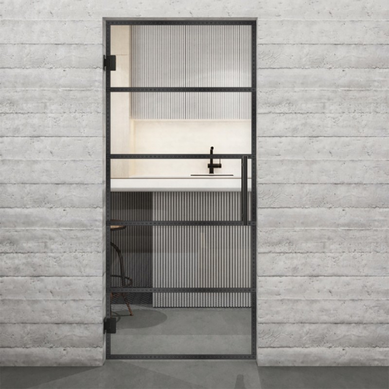 Pendeltür Loft Schwarzeisen Genietet 01 Auf Klarglas Pendeltür Loft Schwarzeisen Genietet 01 Auf Klarglas