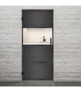 Pendeltür Loft Schwarzeisen Genietet 26 Auf Klarglas