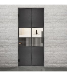 Pendeltür Loft Schwarzeisen Genietet 30 Auf Klarglas
