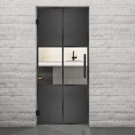 Pendeltür Loft Schwarzeisen Genietet 30 Auf Klarglas