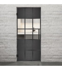 Pendeltür Loft Schwarzeisen Genietet 31 Auf Klarglas