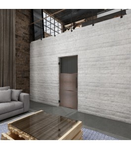 Pendeltür Loft Rosteisen Genietet 15 Auf Grauglas