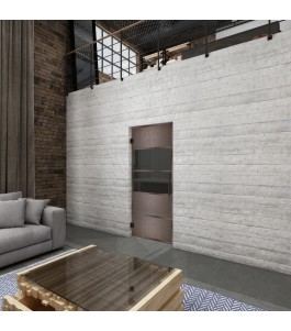 Pendeltür Loft Rosteisen Genietet 25 Auf Grauglas