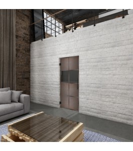 Pendeltür Loft Rosteisen Genietet 29 Auf Grauglas