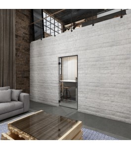 Pendeltür Loft Schwarzeisen Genietet 04 Auf Klarglas