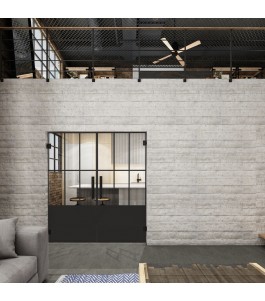 Pendeltür Loft Schwarzlack 03 Auf Klarglas-modernes Zuhause