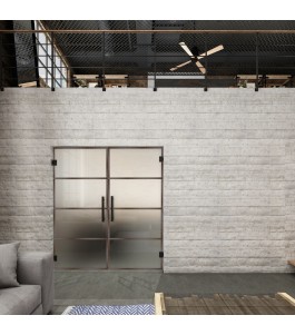 Pendeltür Loft Rosteisen Genietet 02 Blickdicht