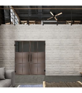 Pendeltür Loft Rosteisen Genietet 19 Auf Grauglas