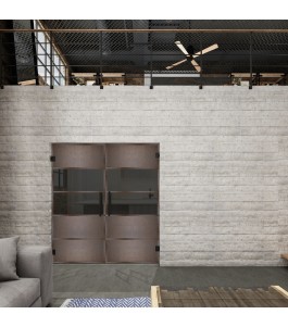 Pendeltür Loft Rosteisen Genietet 25 Auf Grauglas