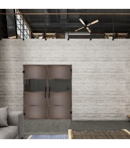 Pendeltür Loft Rosteisen Genietet 26 Auf Grauglas