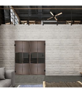 Pendeltür Loft Rosteisen Genietet 30 Auf Grauglas