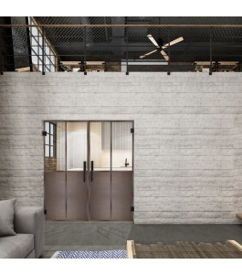 Pendeltür Loft Rosteisen Genietet 20 Auf Klarglas