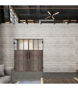 Pendeltür Loft Rosteisen Genietet 23 Auf Klarglas