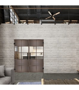 Pendeltür Loft Rosteisen Genietet 28 Auf Klarglas