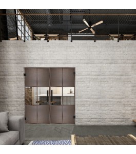 Pendeltür Loft Rosteisen Genietet 30 Auf Klarglas