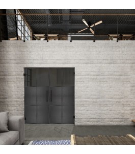 Pendeltür Loft Schwarzeisen Genietet 19 Auf Grauglas