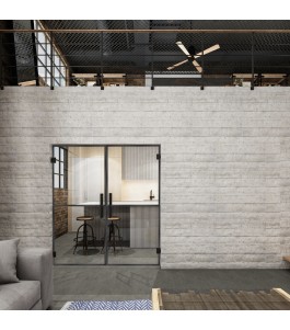 Pendeltür Loft Schwarzeisen Genietet 04 Auf Klarglas