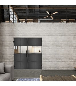 Pendeltür Loft Schwarzeisen Genietet 29 Auf Klarglas