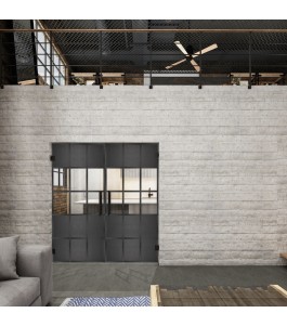 Pendeltür Loft Schwarzeisen Genietet 31 Auf Klarglas