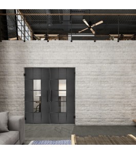 Pendeltür Loft Schwarzeisen Genietet 34 Auf Klarglas