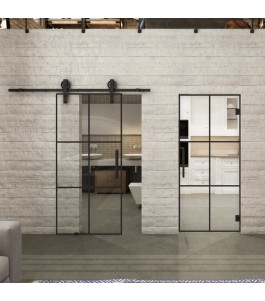 Pendeltür Loft Schwarzlack 07 Auf Klarglas-modernes Zuhause