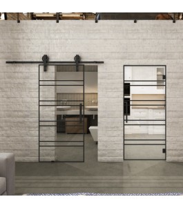 Pendeltür Loft Schwarzlack 16 Auf Klarglas-modernes Zuhause