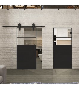 Pendeltür Loft Schwarzlack 22 Auf Klarglas-modernes Zuhause