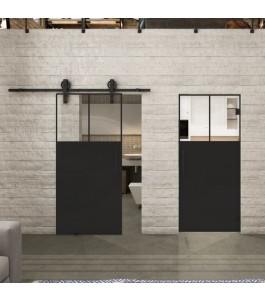 Pendeltür Loft Schwarzlack 25 Auf Klarglas-modernes Zuhause