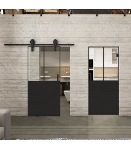 Pendeltür Loft Schwarzlack 26 Auf Klarglas-modernes Zuhause