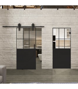 Pendeltür Loft Schwarzlack 28 Auf Klarglas-modernes Zuhause