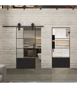 Pendeltür Loft Schwarzlack 32 Auf Klarglas-modernes Zuhause