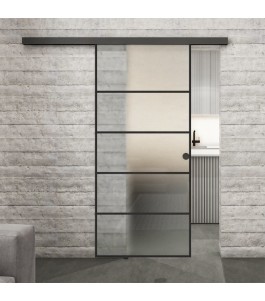 Glasschiebetür BLACK-LINE Loft Schwarzlack 01 Blickdicht