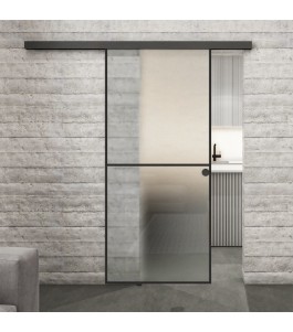 Glasschiebetür BLACK-LINE Loft Schwarzlack 04 Blickdicht