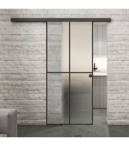 Glasschiebetür BLACK-LINE Loft Schwarzlack 08 Blickdicht