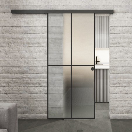 Glasschiebetür BLACK-LINE Loft Schwarzlack 08 Blickdicht
