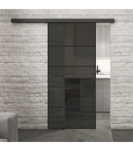 Glasschiebetür BLACK-LINE Loft Schwarzlack 01 Auf Grauglas