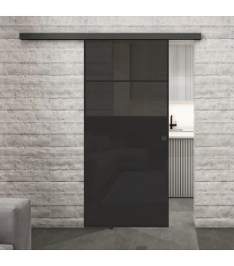 Glasschiebetür BLACK-LINE Loft Schwarzlack 22 Auf Grauglas