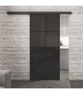 Glasschiebetür BLACK-LINE Loft Schwarzlack 24 Auf Grauglas