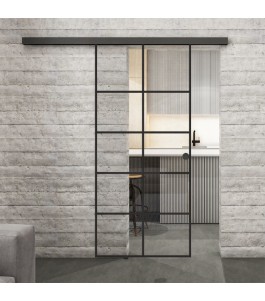 Glasschiebetür BLACK-LINE Loft Schwarzlack 05 Auf Klarglas
