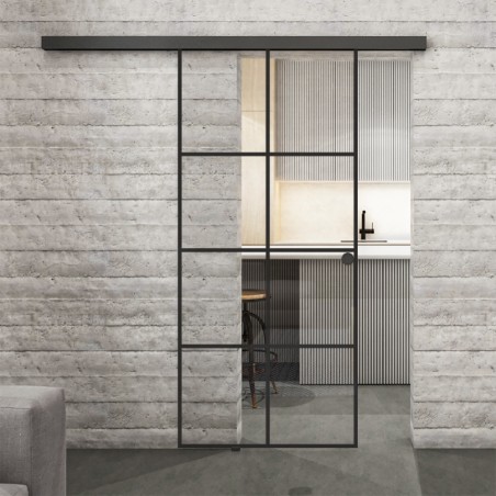 Glasschiebetür BLACK-LINE Loft Schwarzlack 06 Auf Klarglas