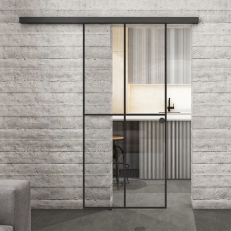 Glasschiebetür BLACK-LINE Loft Schwarzlack 08 Auf Klarglas