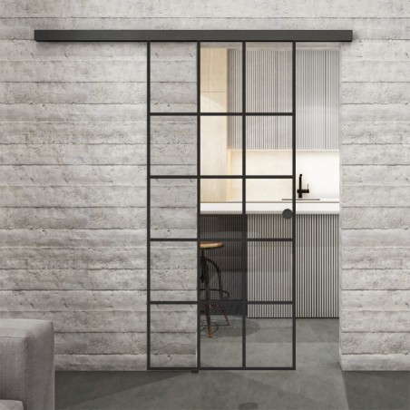 Glasschiebetür BLACK-LINE Loft Schwarzlack 09 Auf Klarglas