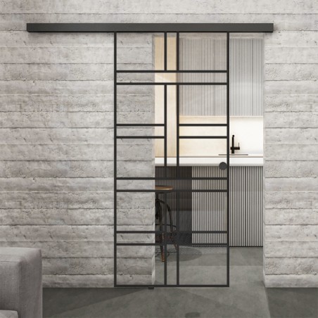 Glasschiebetür BLACK-LINE Loft Schwarzlack 13 Auf Klarglas