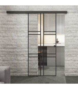 Glasschiebetür BLACK-LINE Loft Schwarzlack 14 Auf Klarglas