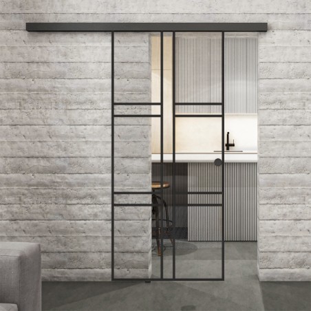 Glasschiebetür BLACK-LINE Loft Schwarzlack 14 Auf Klarglas