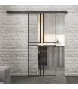Glasschiebetür BLACK-LINE Loft Schwarzlack 15 Auf Klarglas