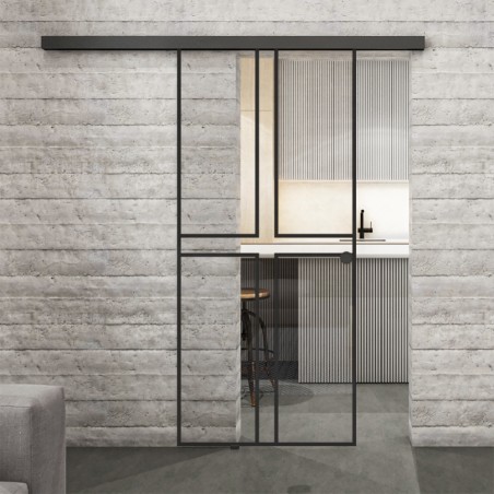 Glasschiebetür BLACK-LINE Loft Schwarzlack 15 Auf Klarglas
