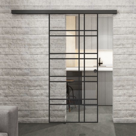 Glasschiebetür BLACK-LINE Loft Schwarzlack 19 Auf Klarglas